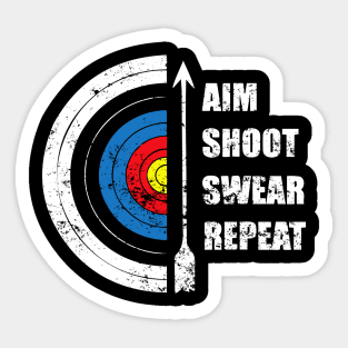 Archery Aim Shoot Swear Repeat Target Arrow Sticker